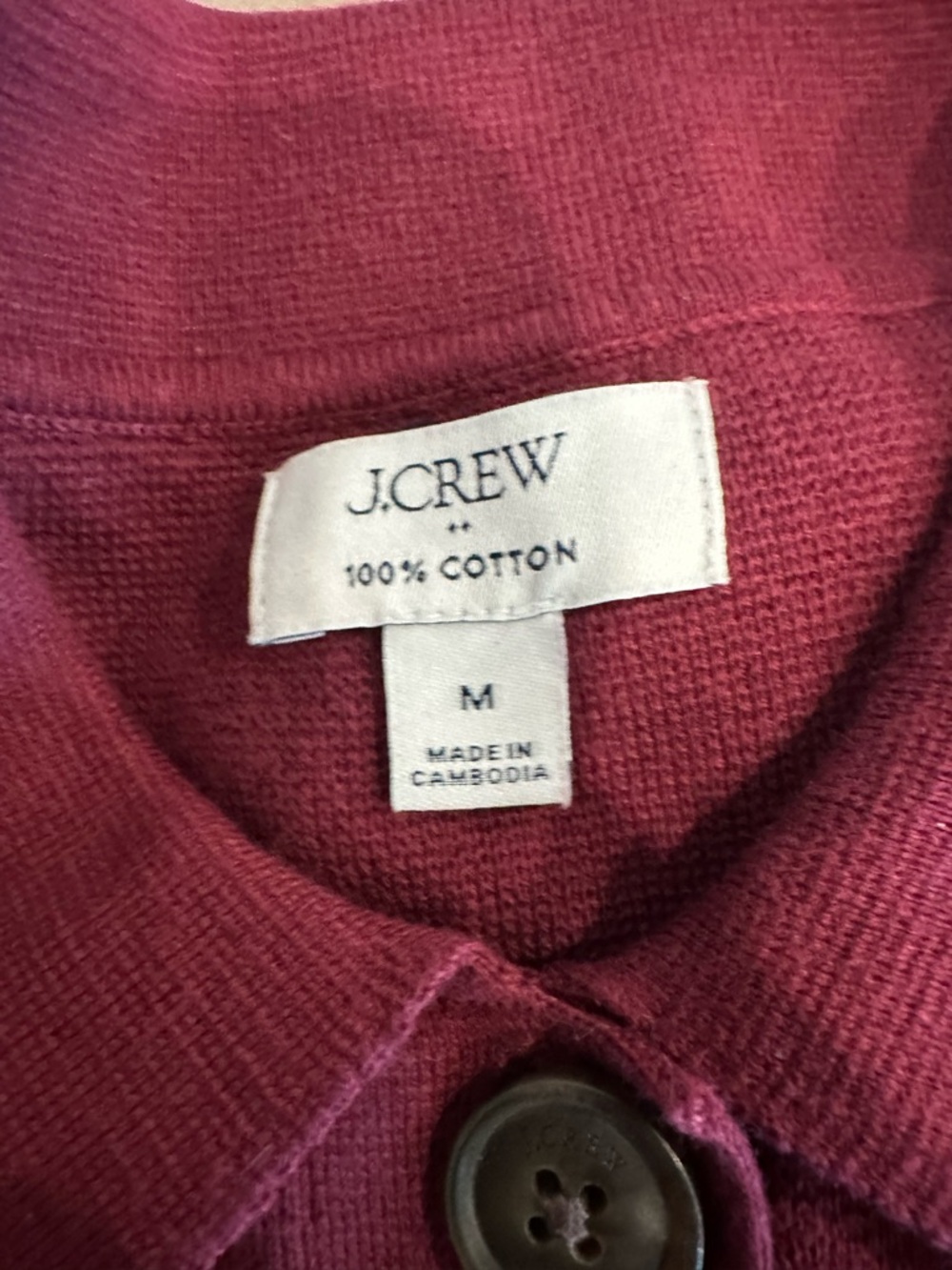 J.Crew Striped Collared Cardigan Sweater Medium Burgundy Navy Knit Preppy - Picture 5 of 5